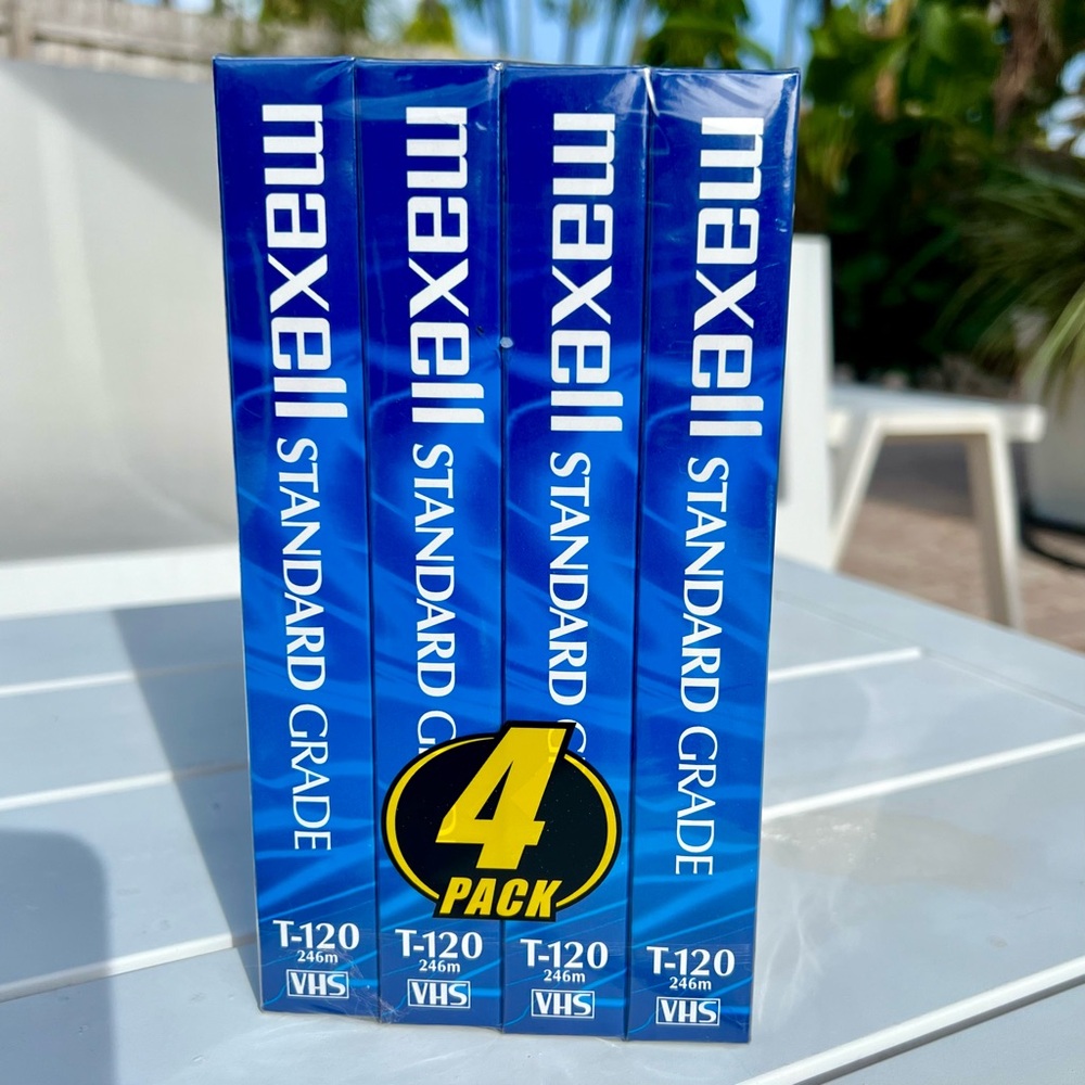 Maxell VHS Videocassette Standard Grade 4 Pack 6 Hours T-120